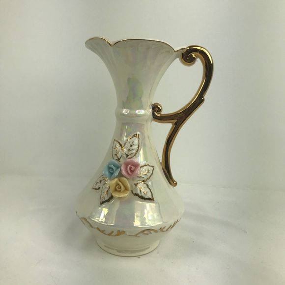 Vintage Cream Lusterware Capodemonte Pitcher - Picture 8 of 8